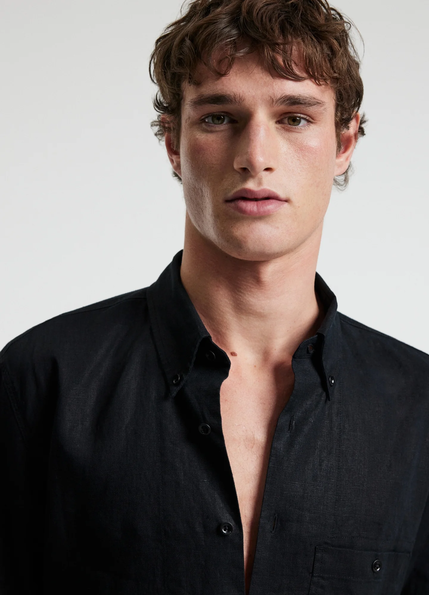 Washed Linen Shirt Black - Image 4