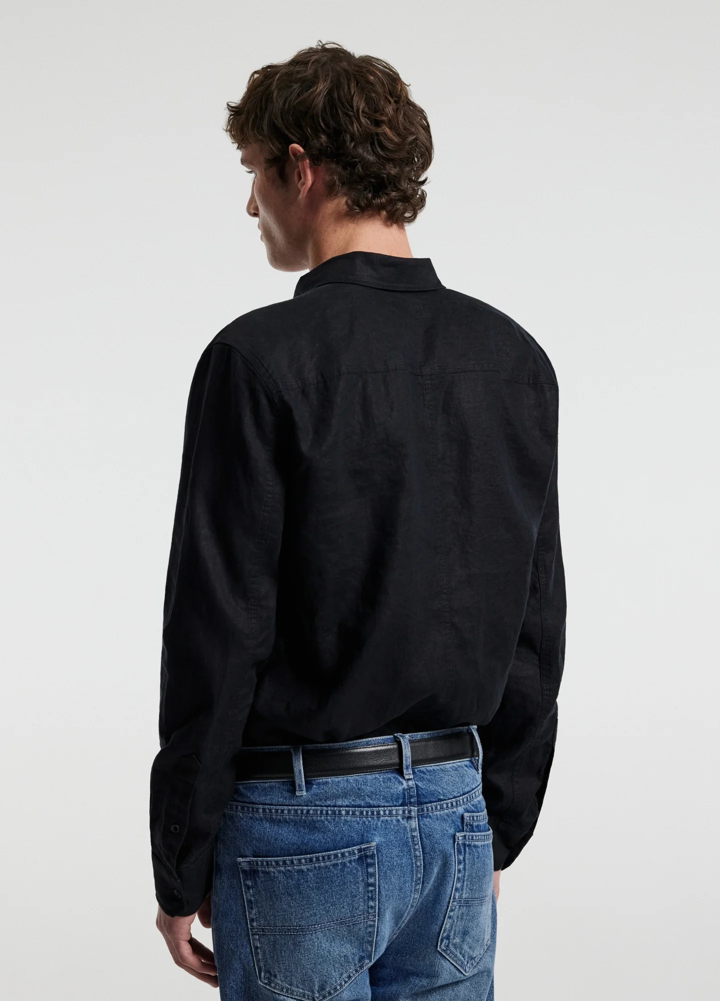 Washed Linen Shirt Black - Image 5