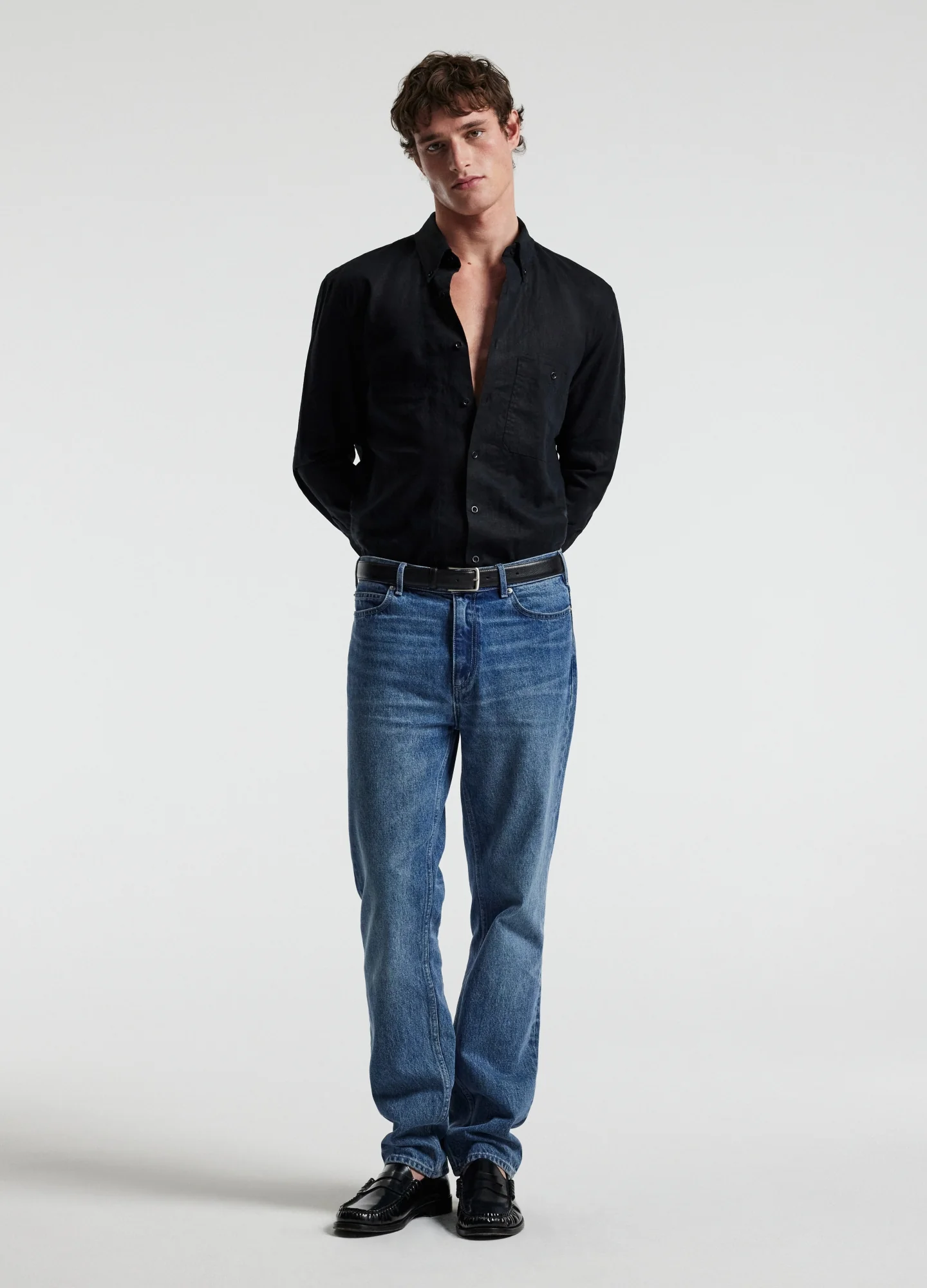 Washed Linen Shirt Black - Image 7