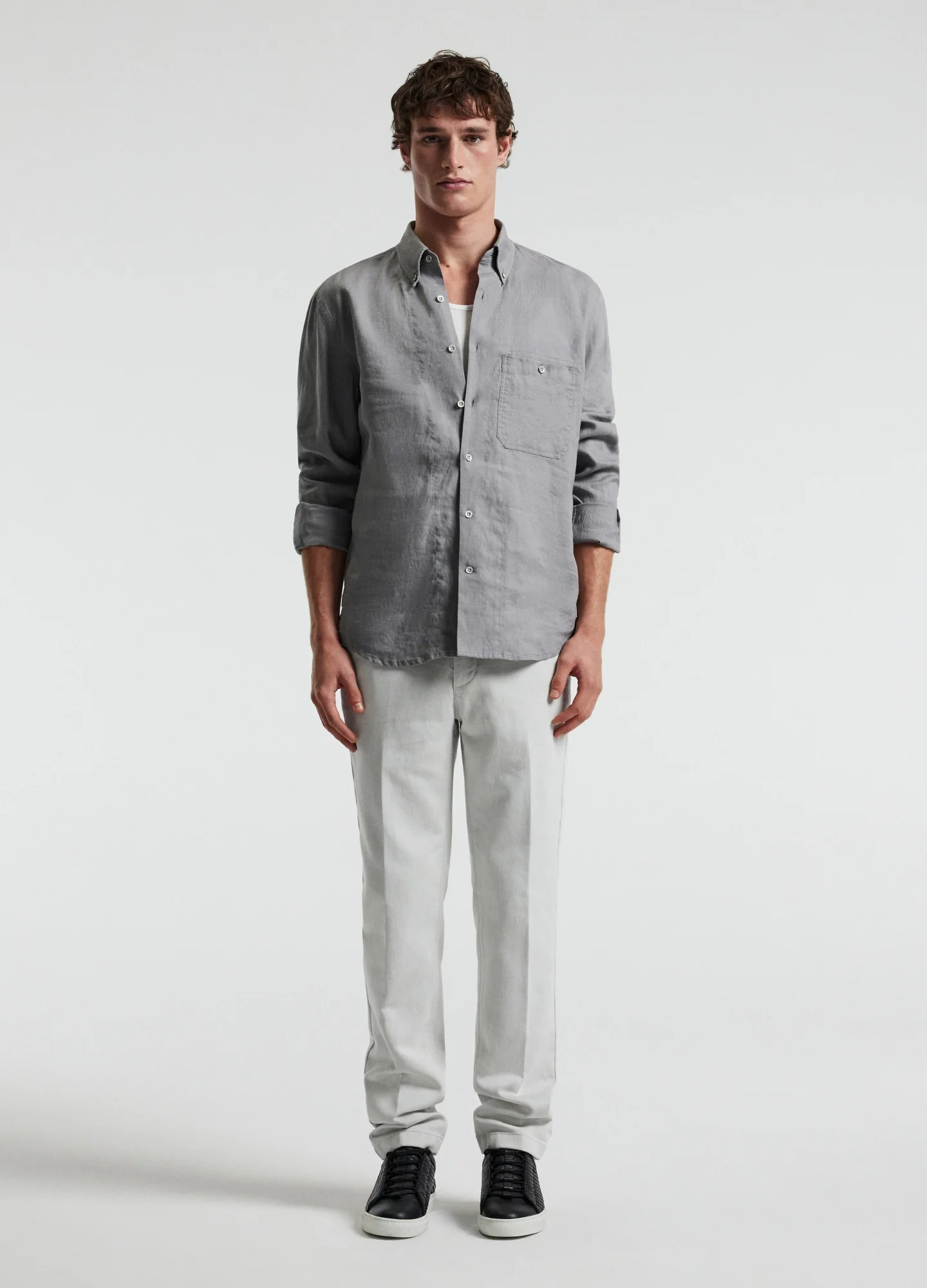Washed Linen Shirt Dark Ash - Image 2