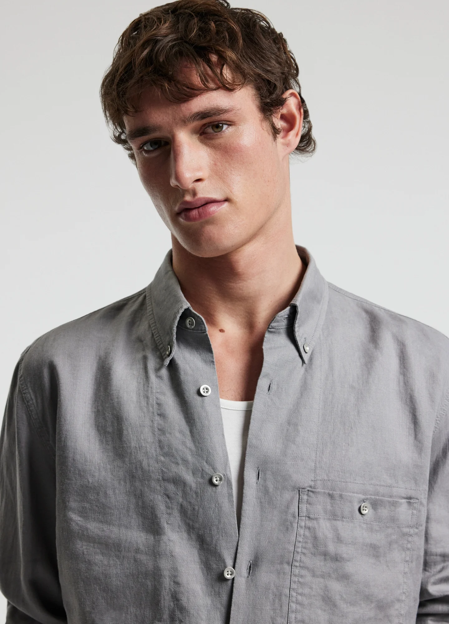 Washed Linen Shirt Dark Ash - Image 4
