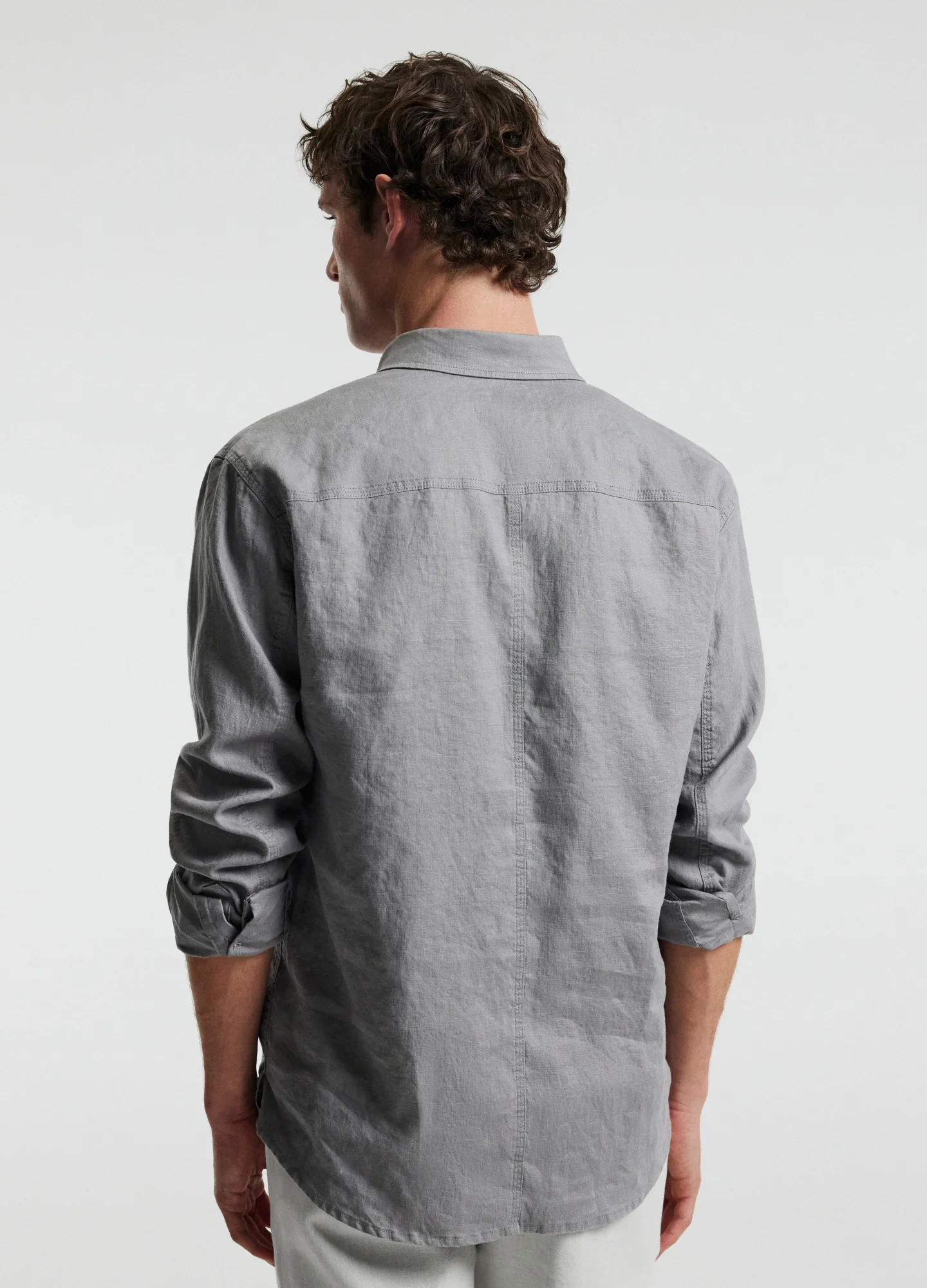 Washed Linen Shirt Dark Ash - Image 5