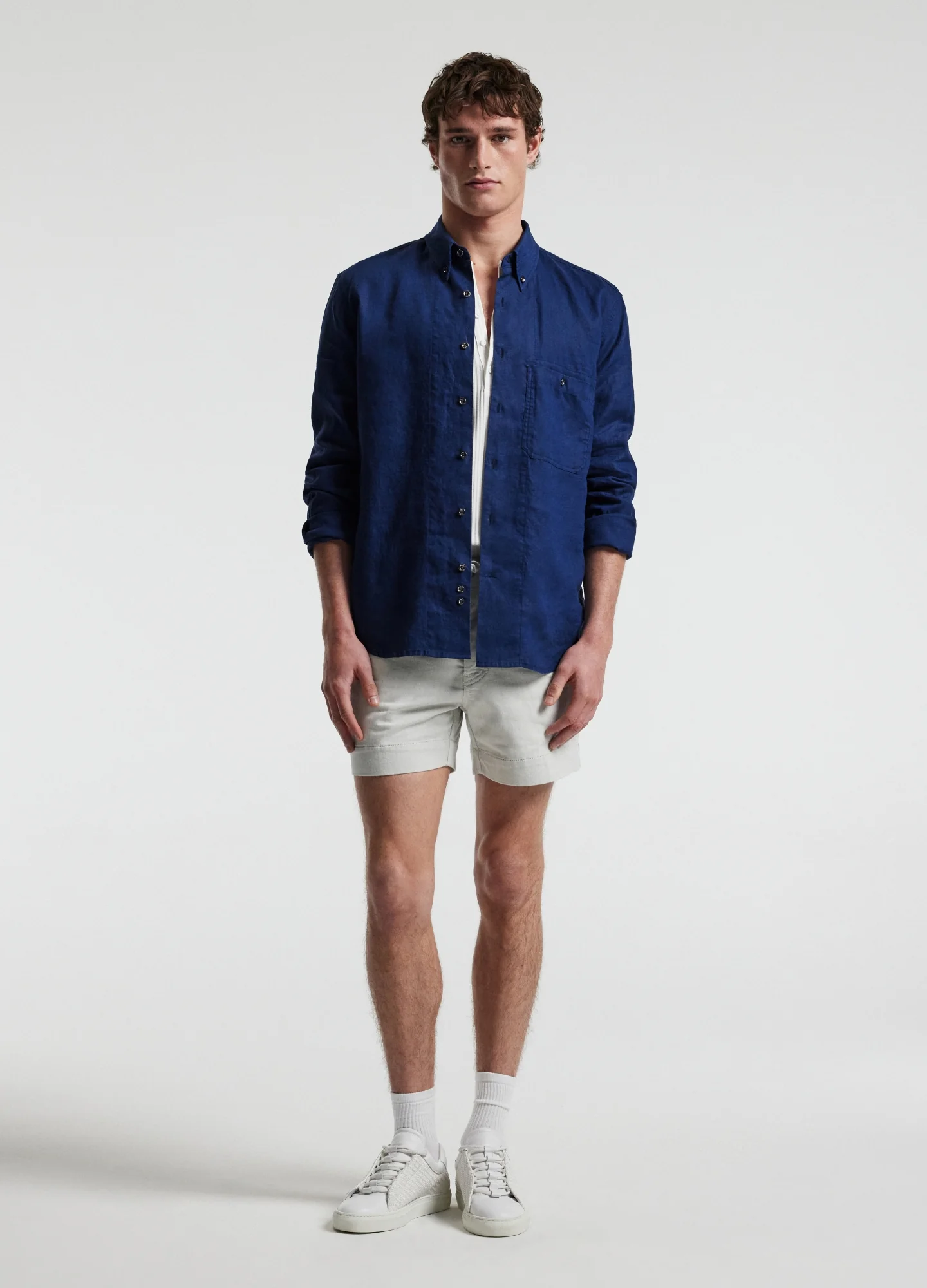 Washed Linen Shirt Royal Blue - Image 2