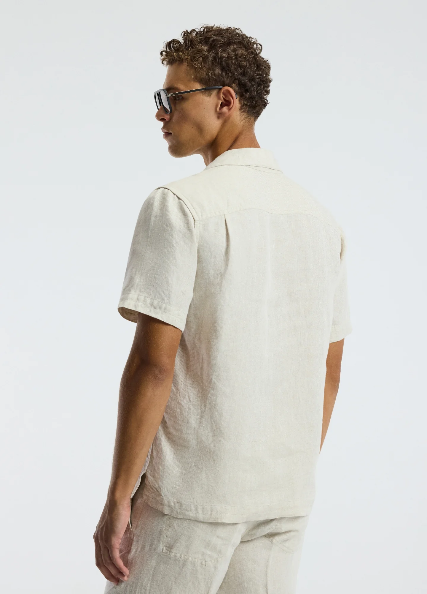 Washed Linen Short Sleeve Shirt Natural - Image 5