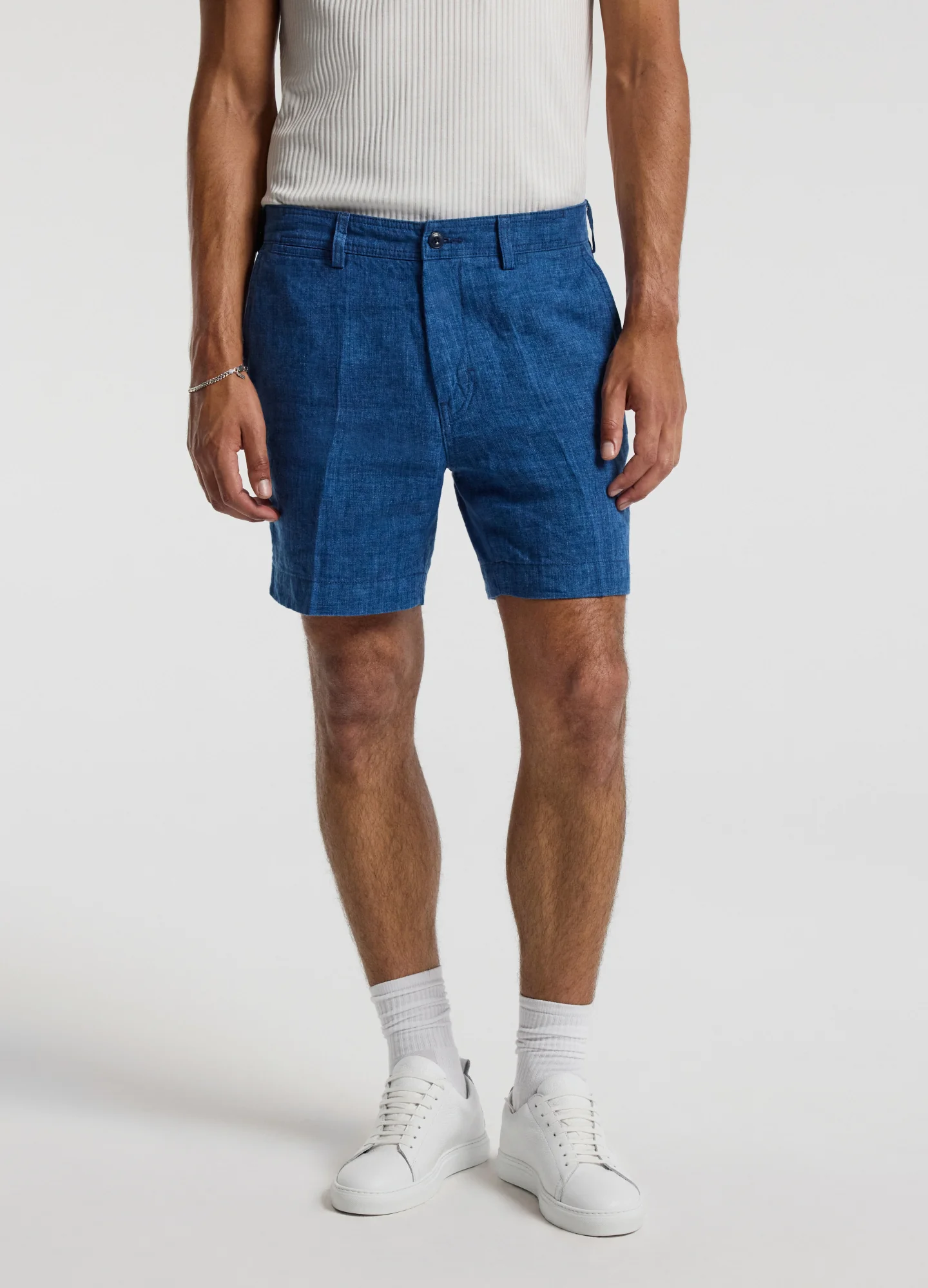 Washed Linen Shorts Indigo - Image 3