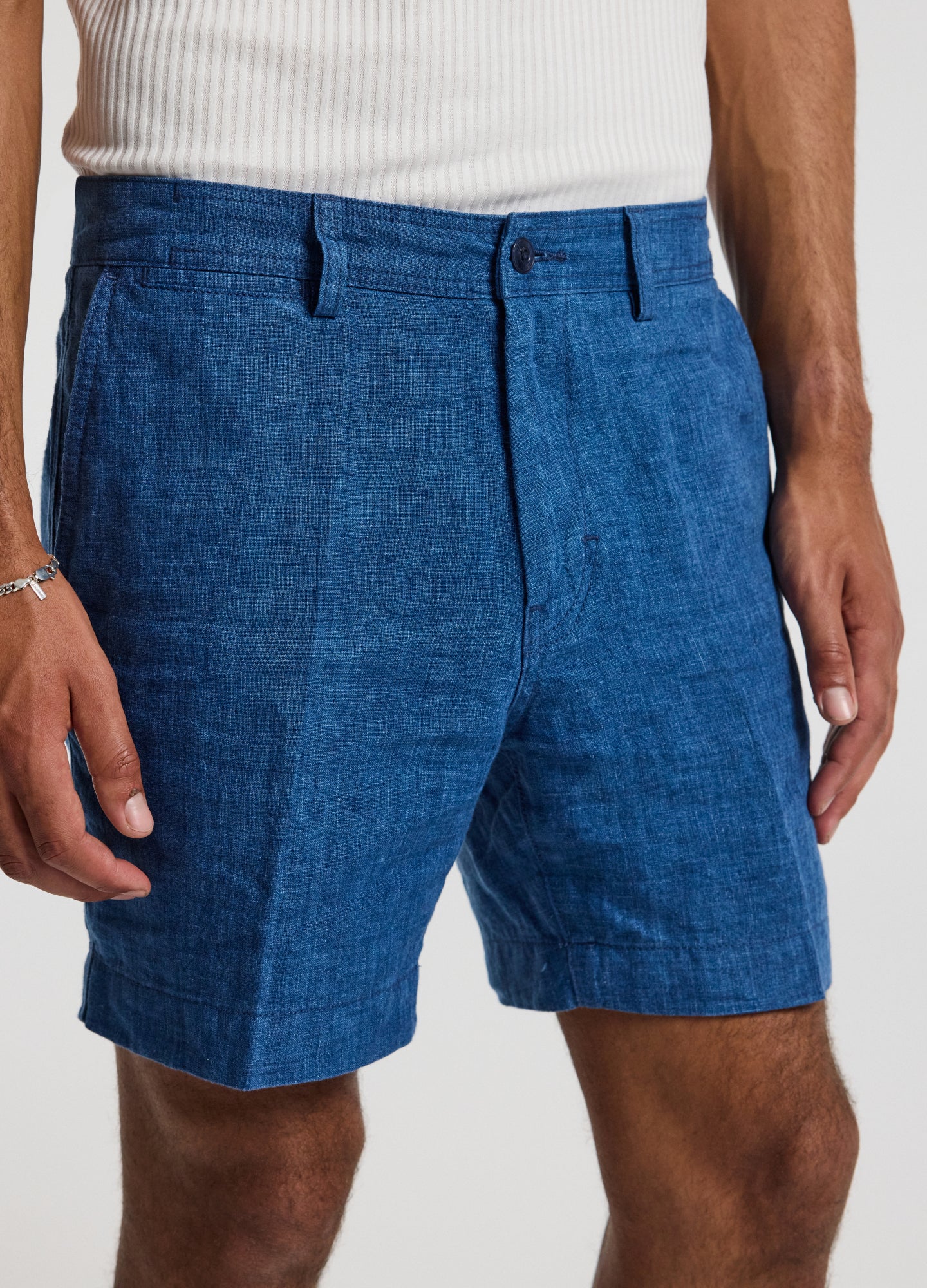 Washed Linen Shorts Indigo - Image 4