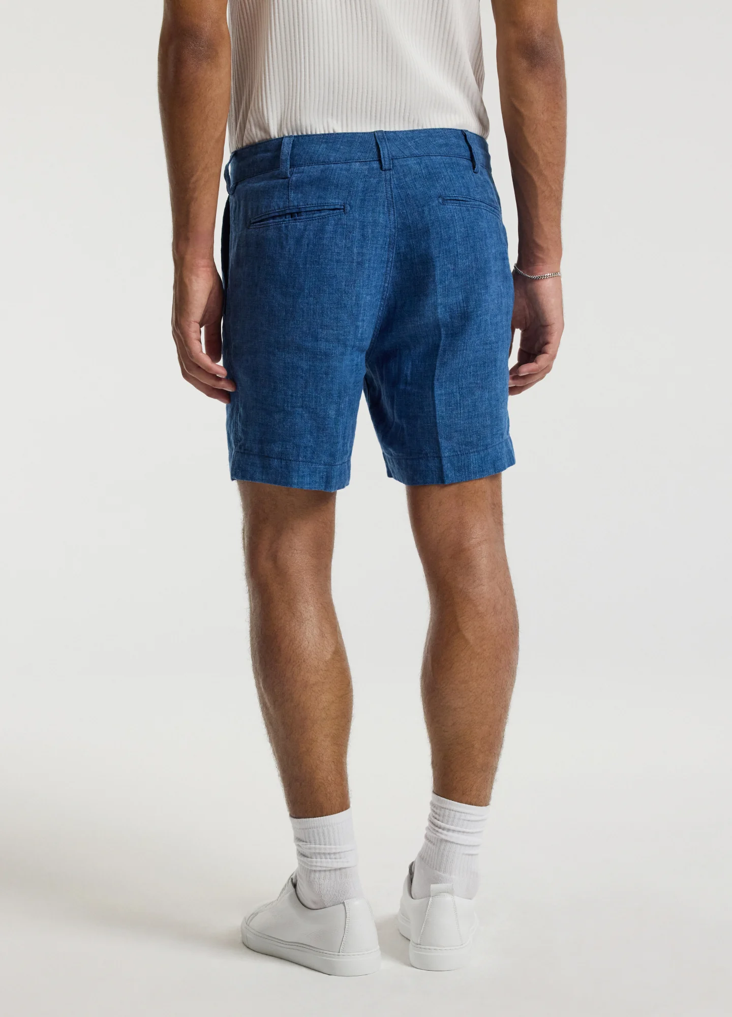 Washed Linen Shorts Indigo - Image 5