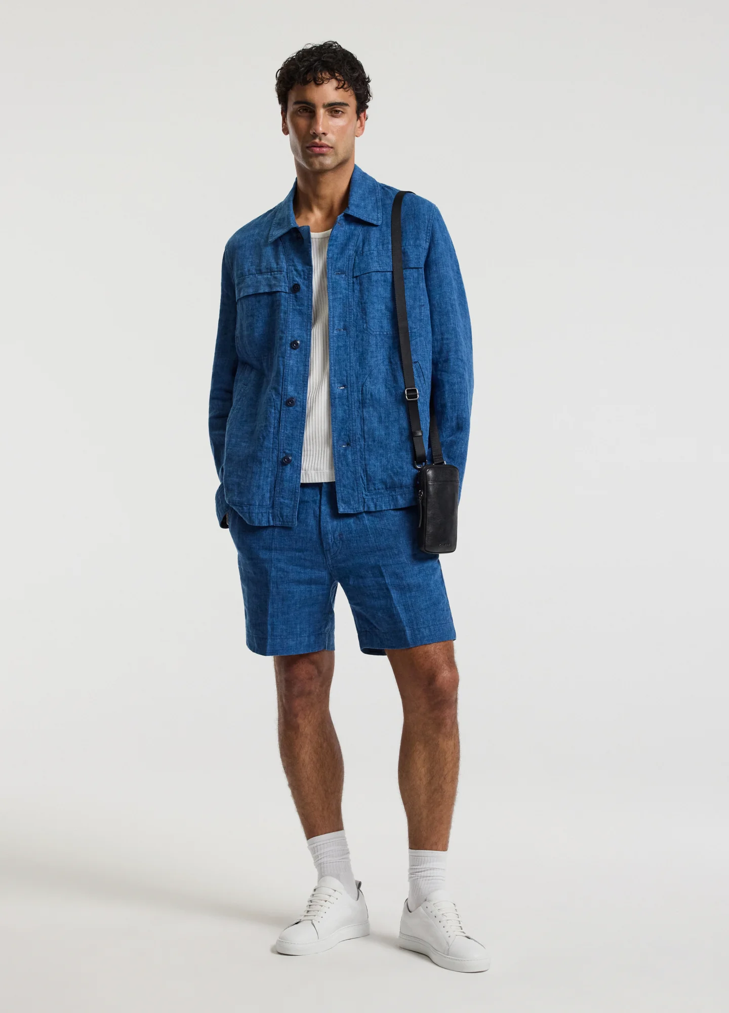 Washed Linen Shorts Indigo - Image 6