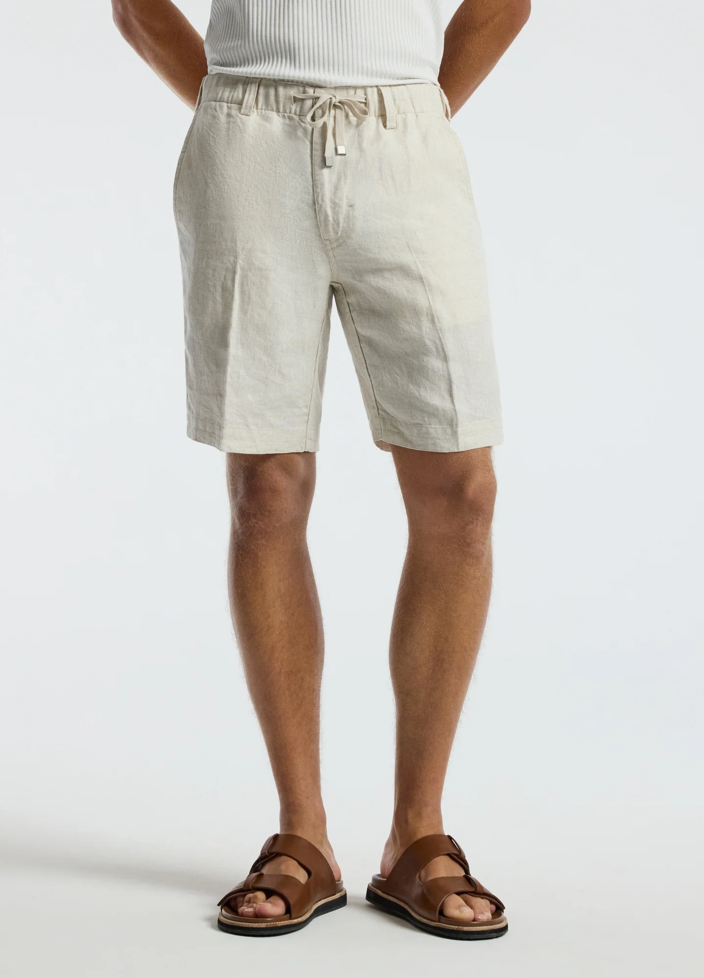 Washed Linen Shorts Natural - Image 3