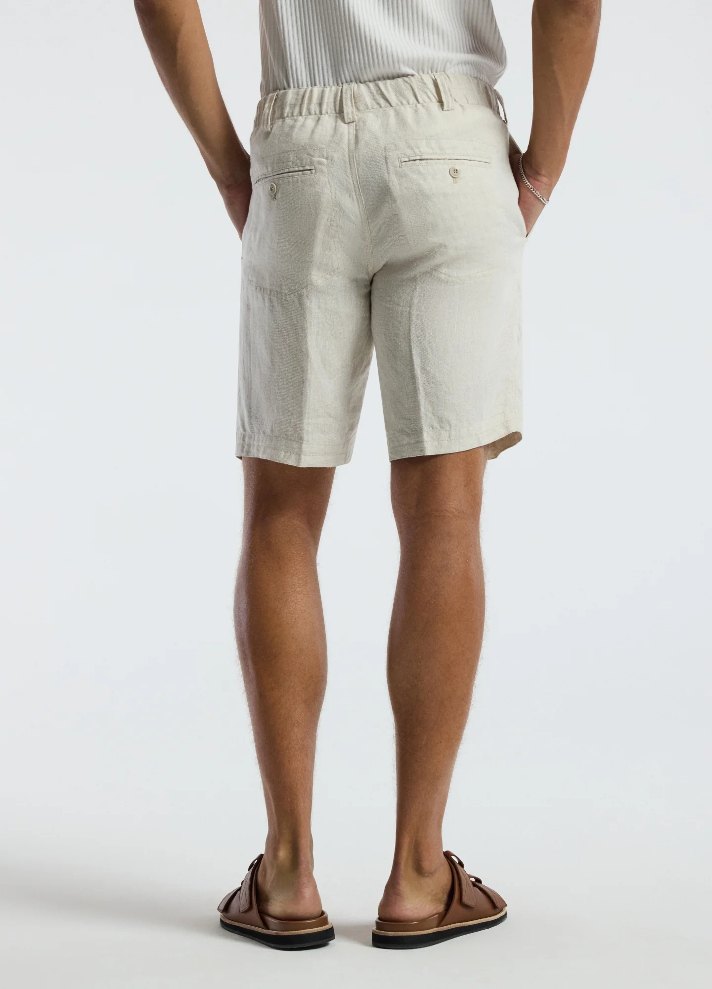 Washed Linen Shorts Natural - Image 5