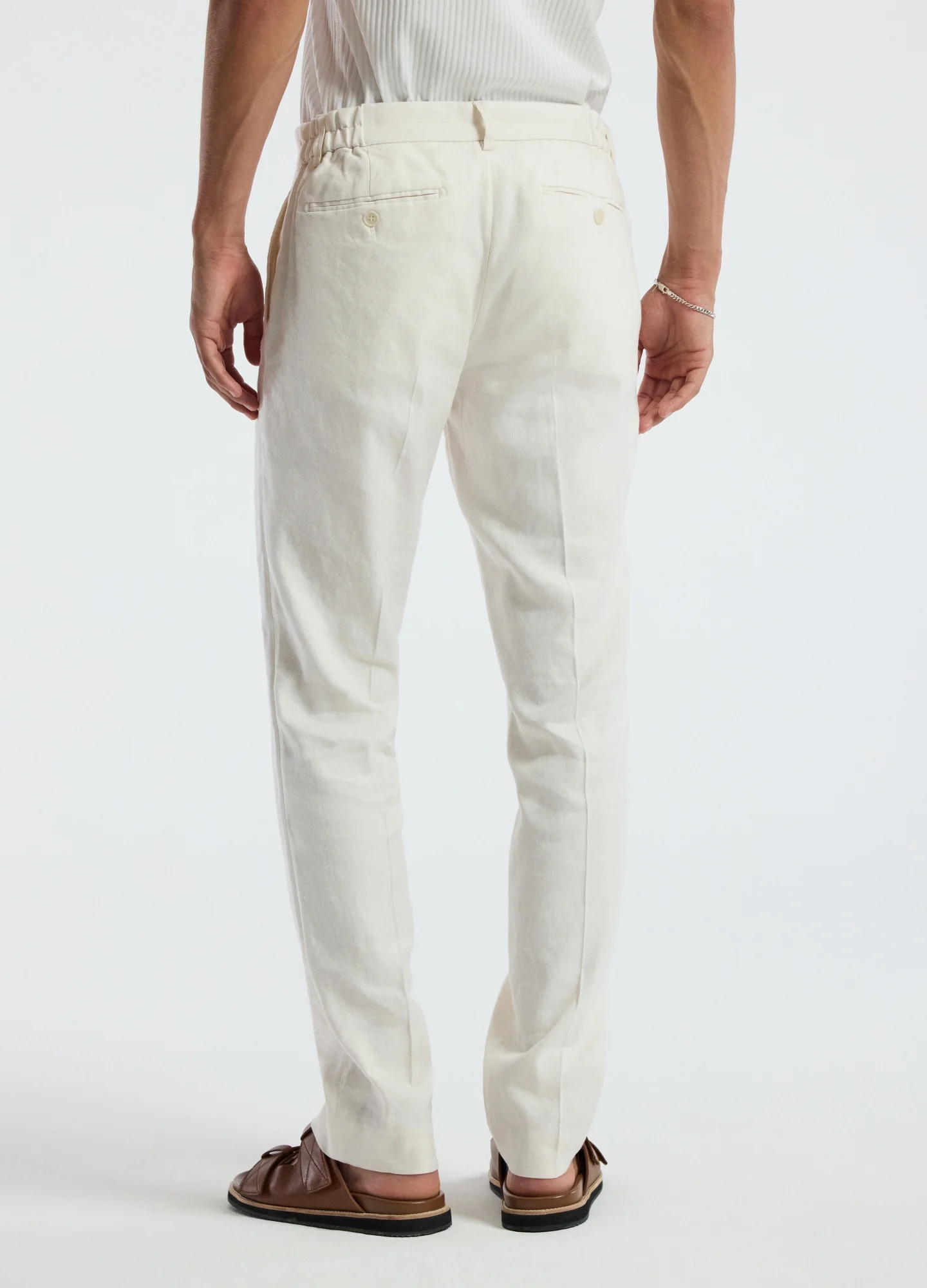 Washed Stretch Linen Pants Ivory - Image 5