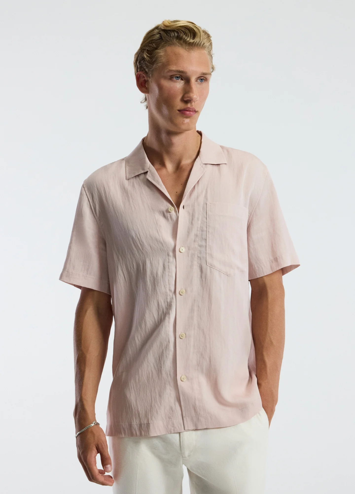 Washed Twill Short Sleeve Shirt Musk - Image 3