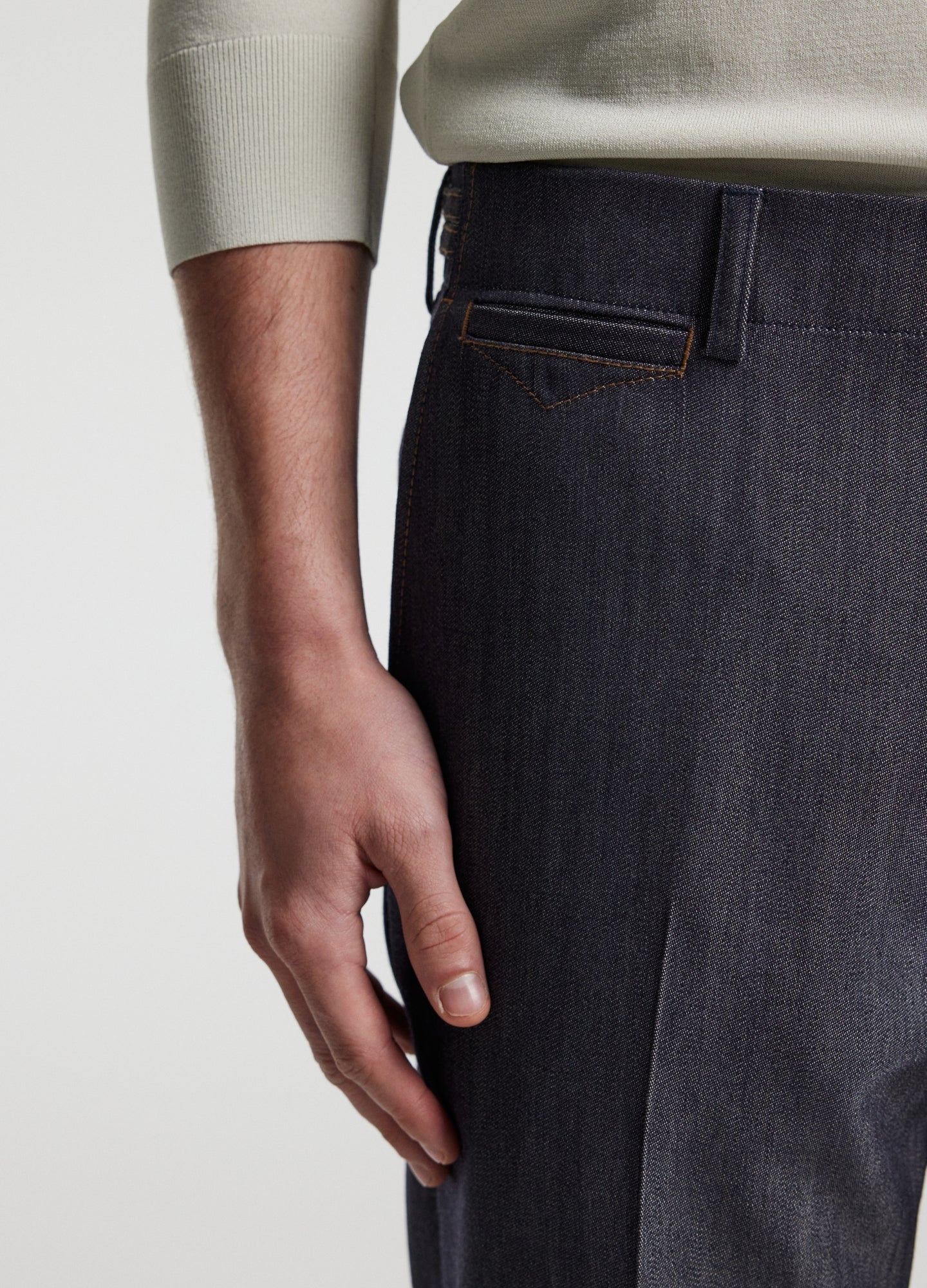 Wool Denim Suit Pants Navy - Image 4