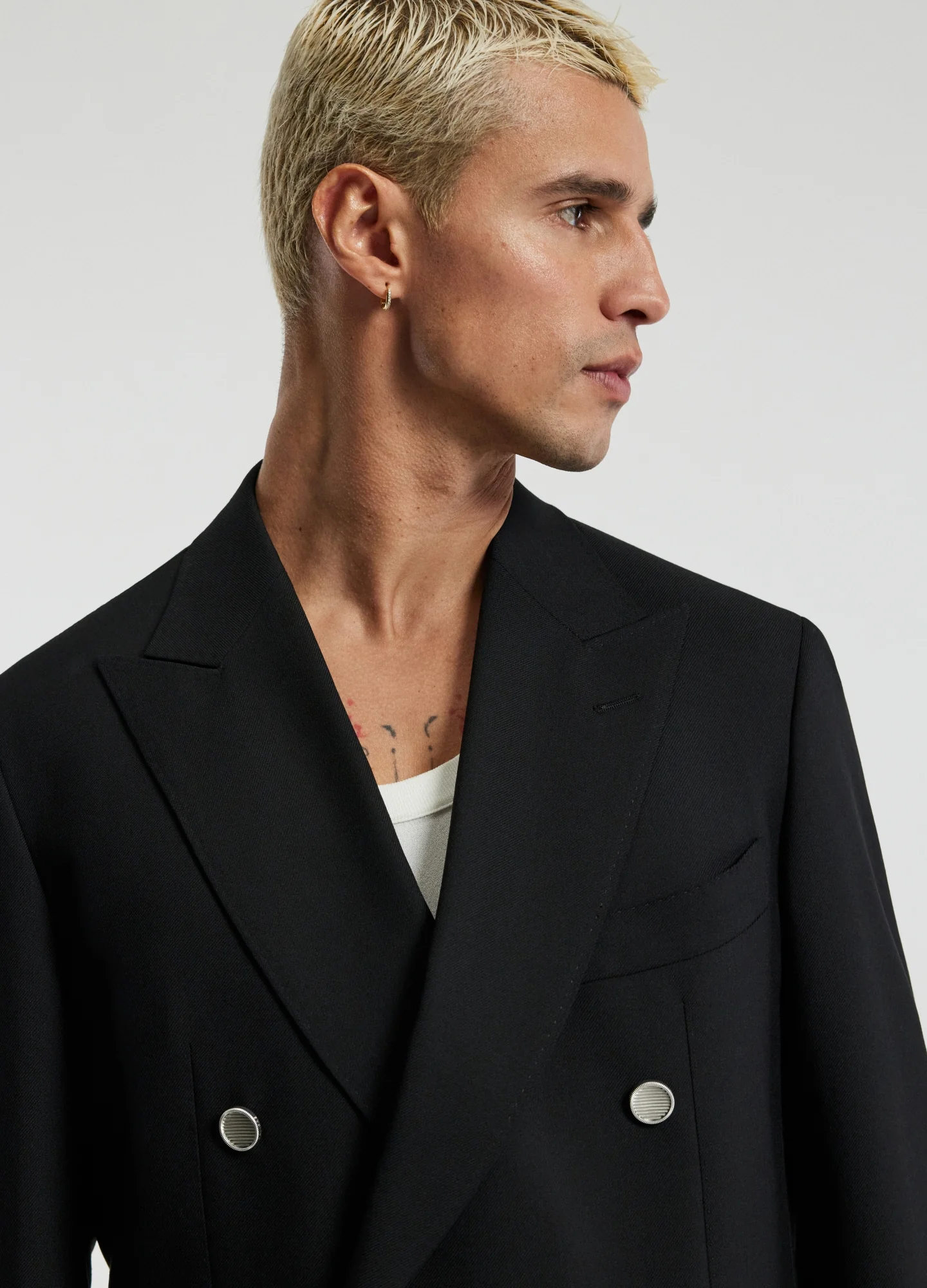 Wool Double-Breasted Blazer Black - Image 4