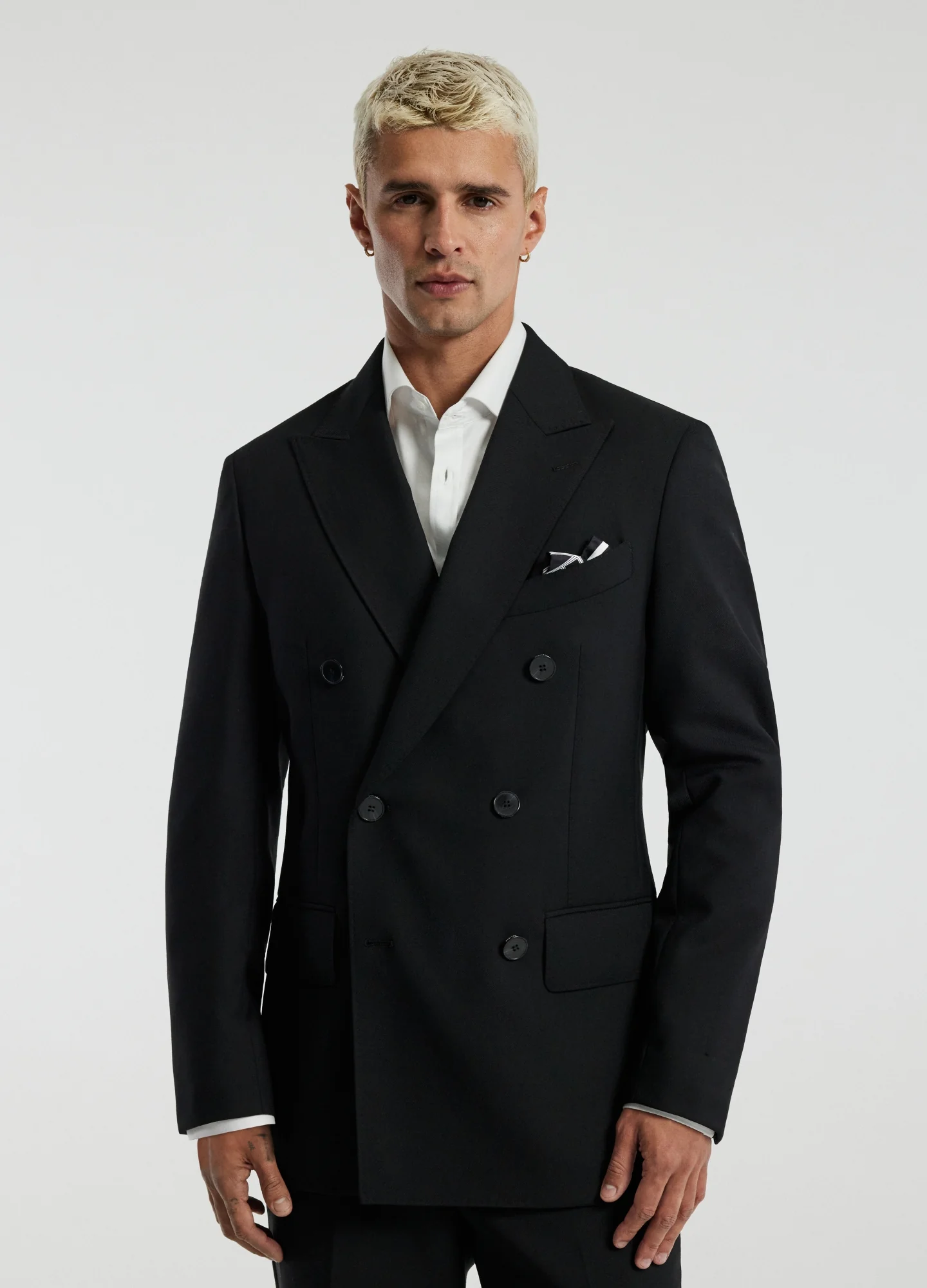 Wool Double-Breasted Blazer Black - Image 9