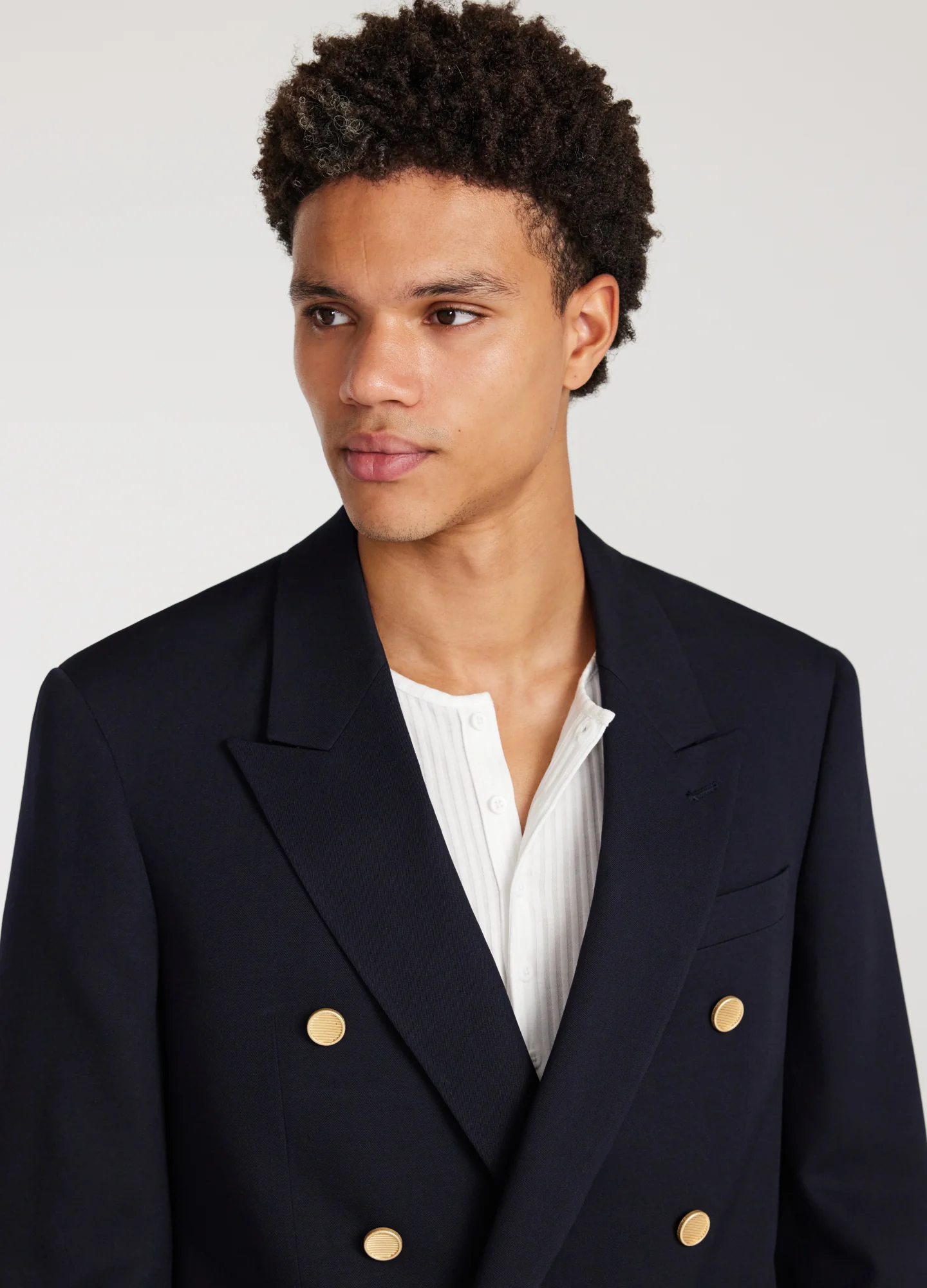 Wool Double Breasted Blazer Navy Dark - Image 4