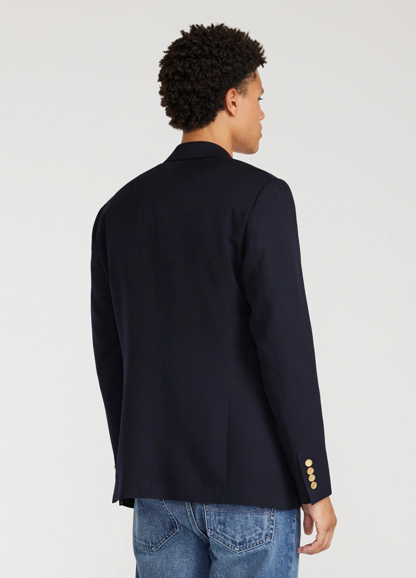 Wool Double Breasted Blazer Navy Dark - Image 5