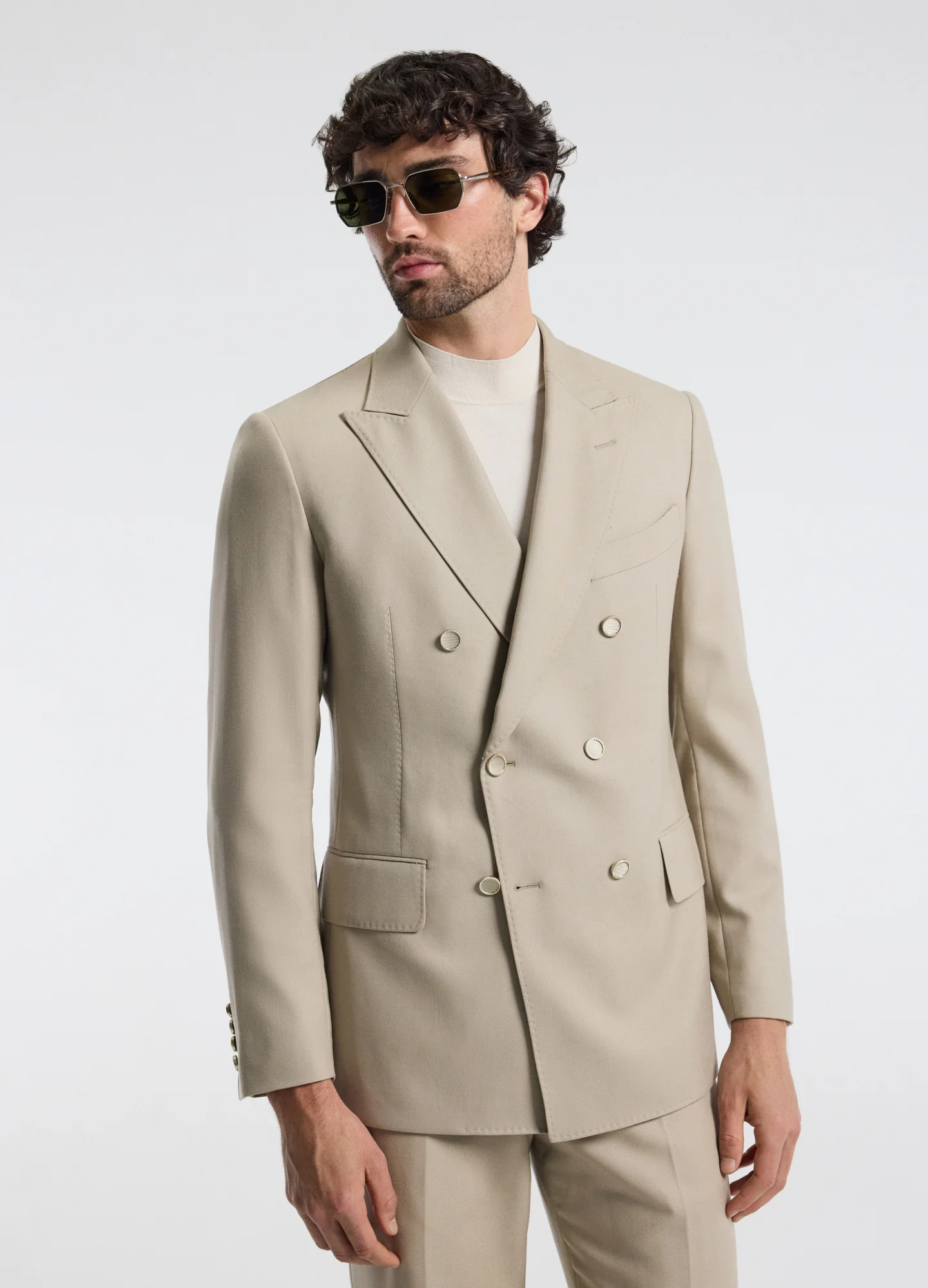Wool Double-Breasted Blazer Sand - Image 2