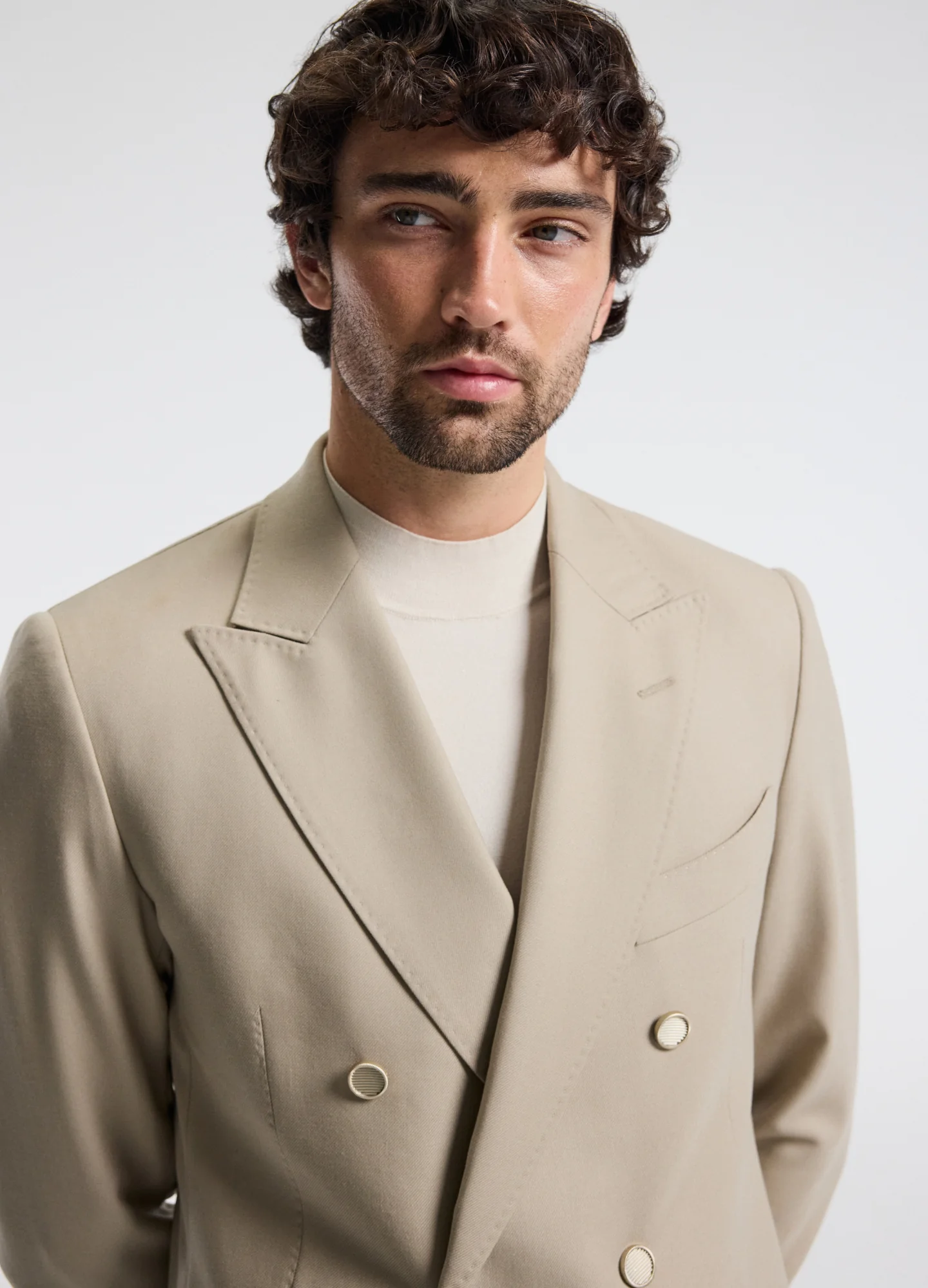 Wool Double-Breasted Blazer Sand - Image 3