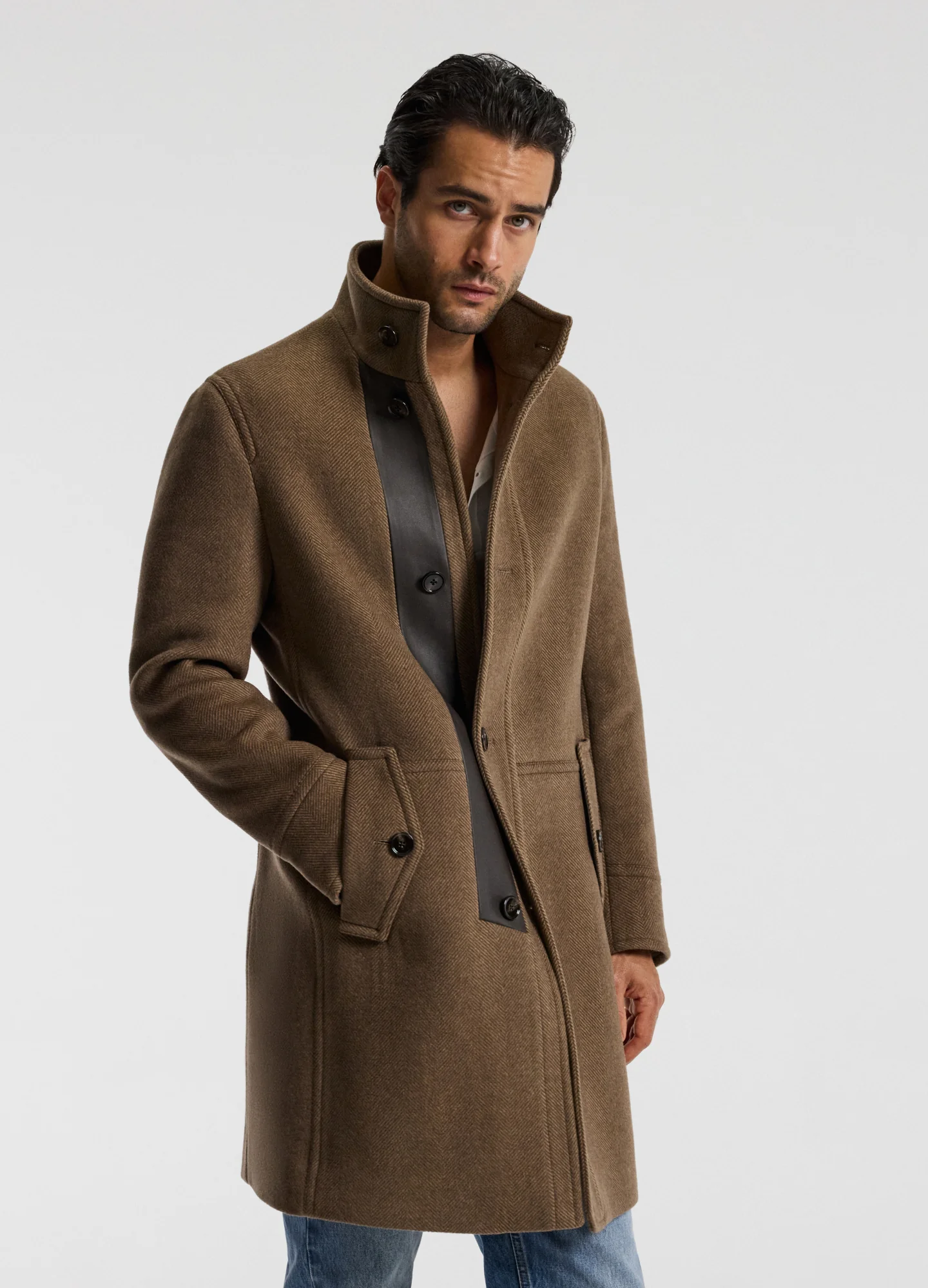 Wool Funnel Neck Coat Camel - Image 3