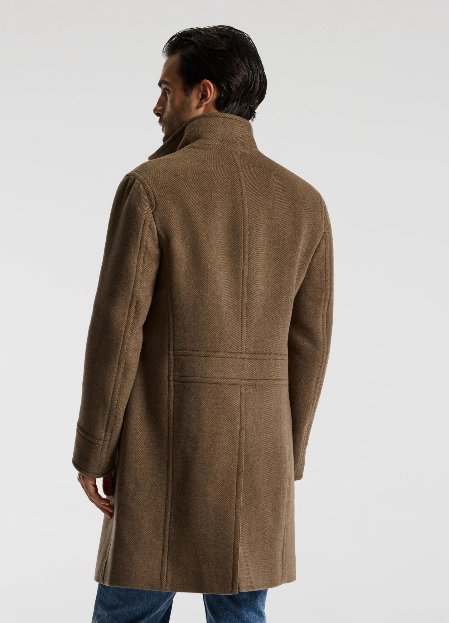 Wool Funnel Neck Coat Camel - Image 5