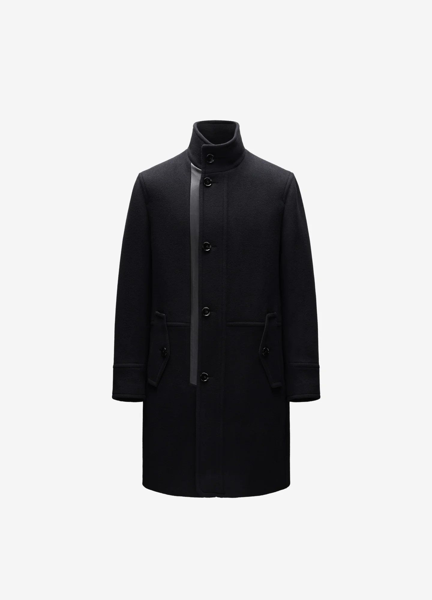 Wool Funnel Neck Coat Black