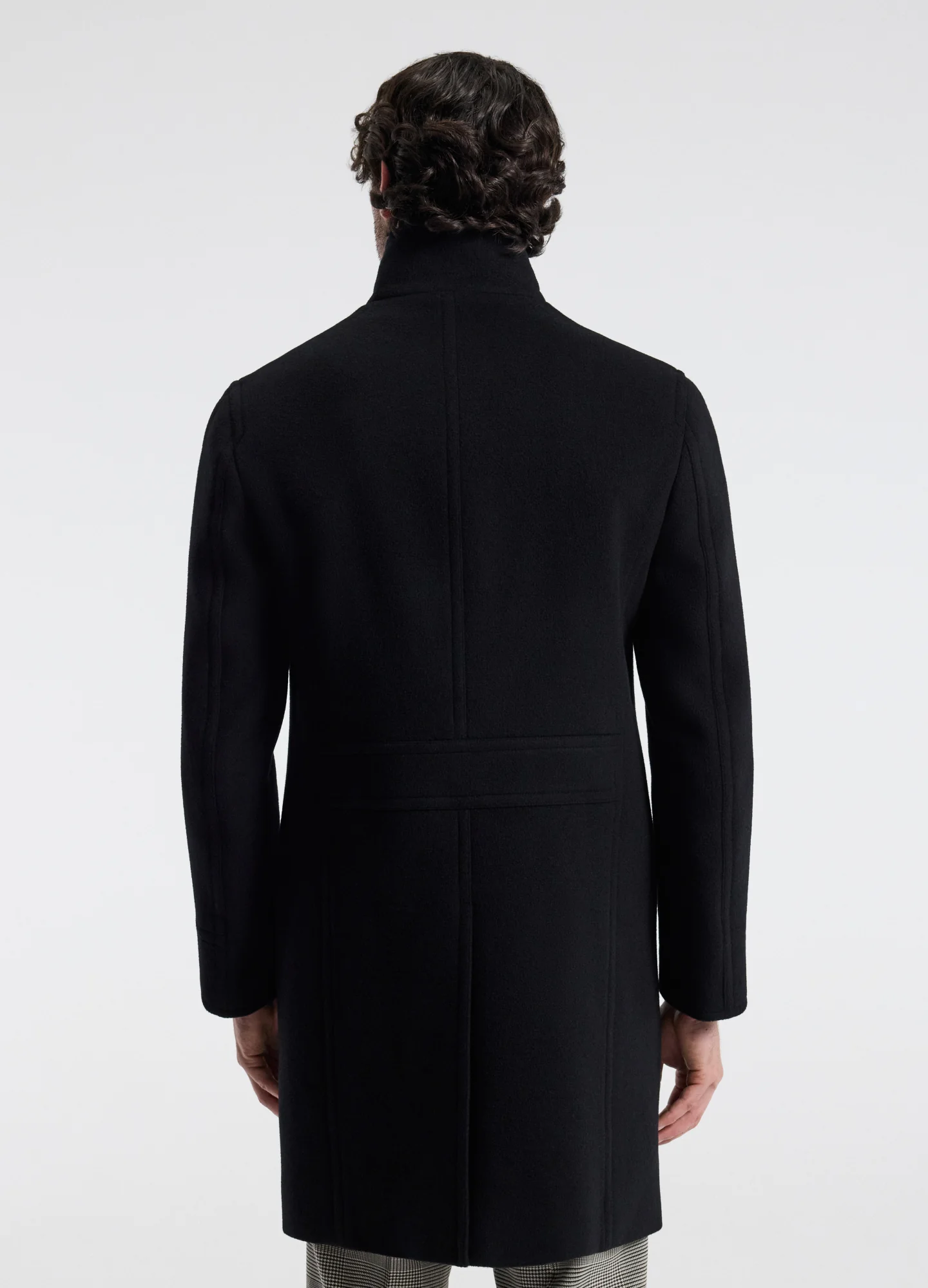 Wool Funnel Neck Coat Black - Image 5
