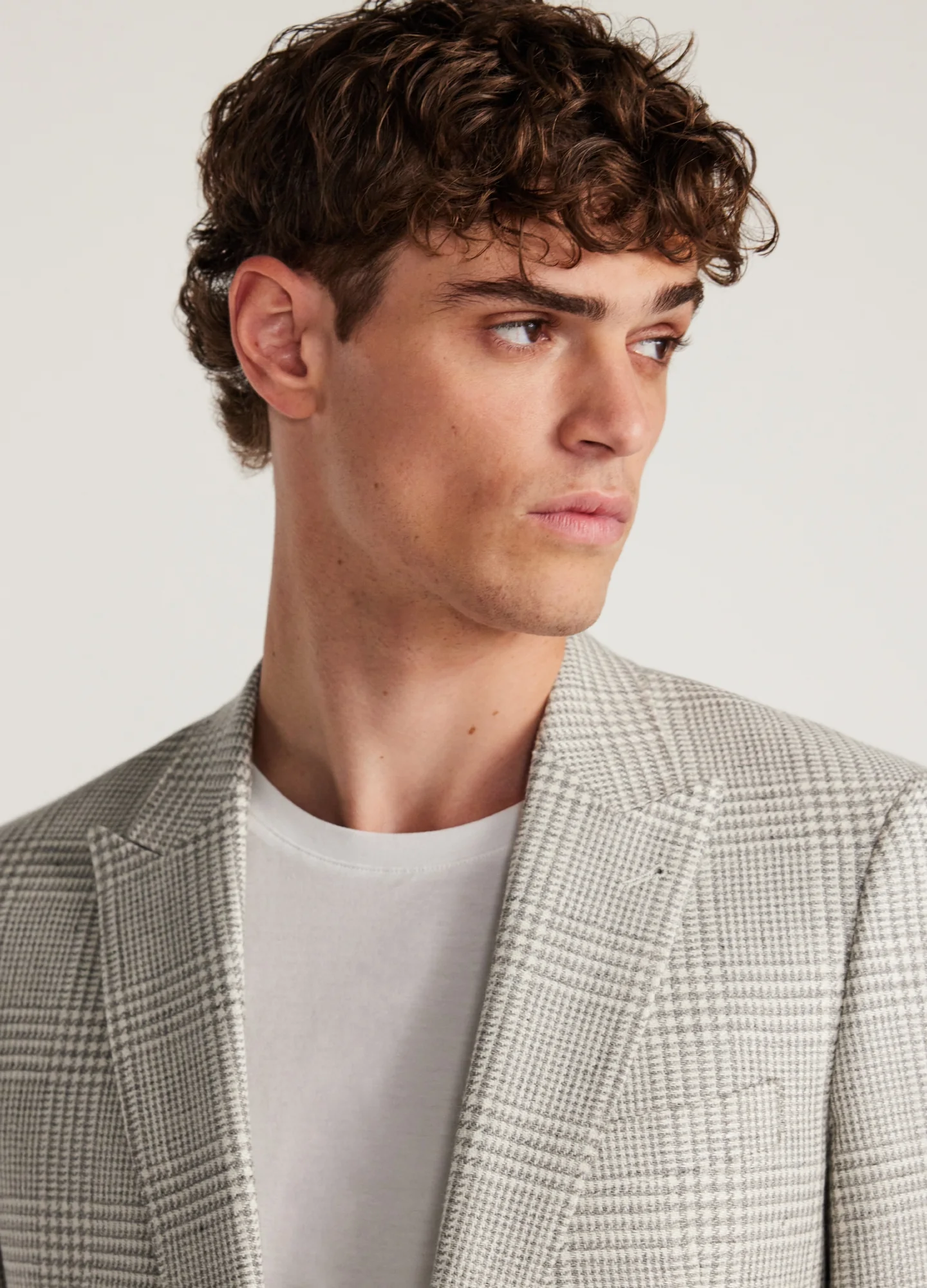 Wool Linen Check Blazer Silver - Image 4