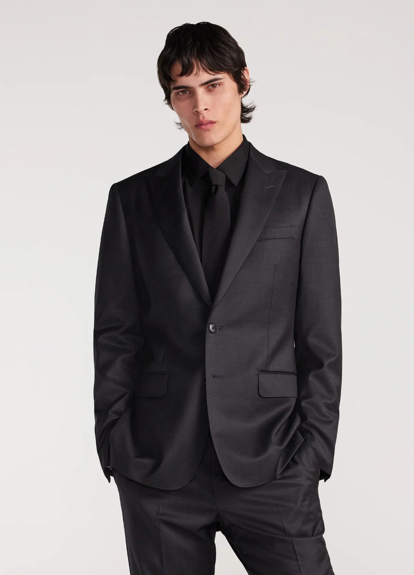 Wool Pinpoint Twill Jacket Char Combo - Image 3