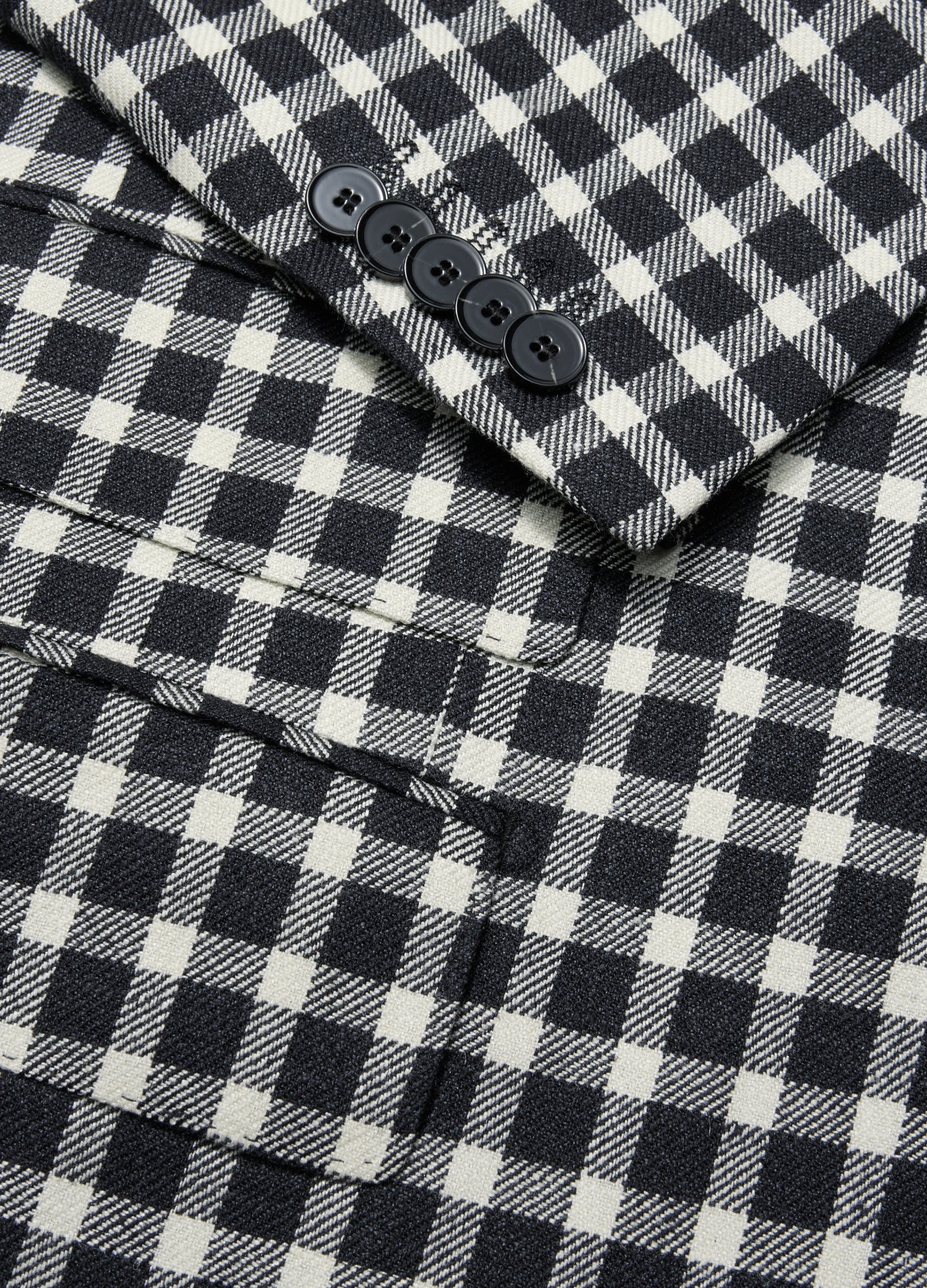 Wool Silk Linen Check Blazer Black - Image 6