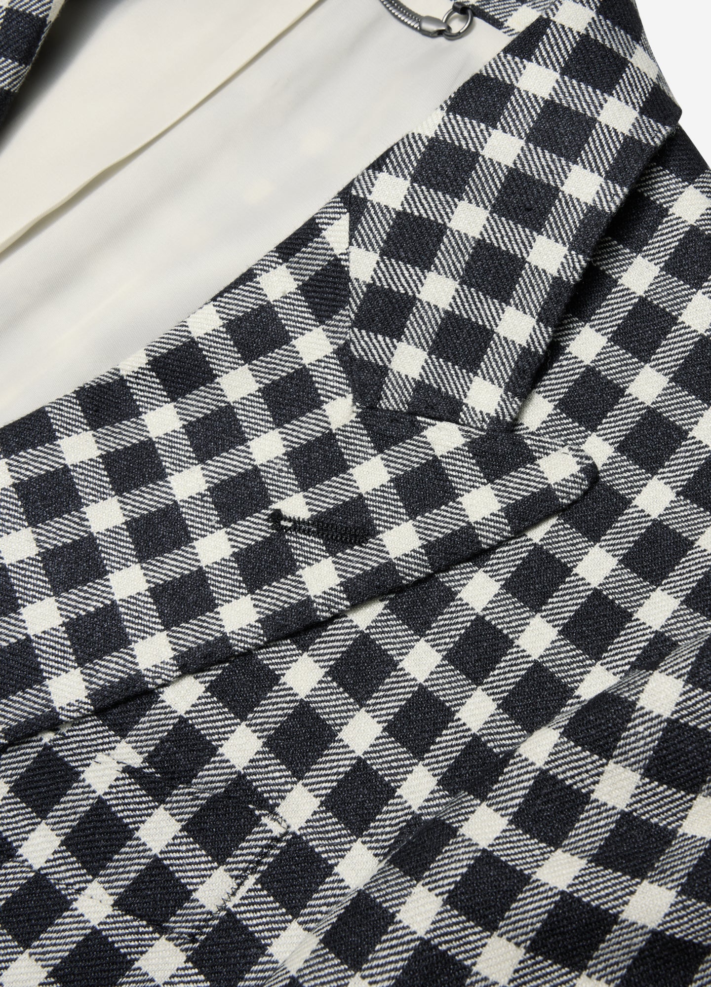 Wool Silk Linen Check Blazer Black - Image 7