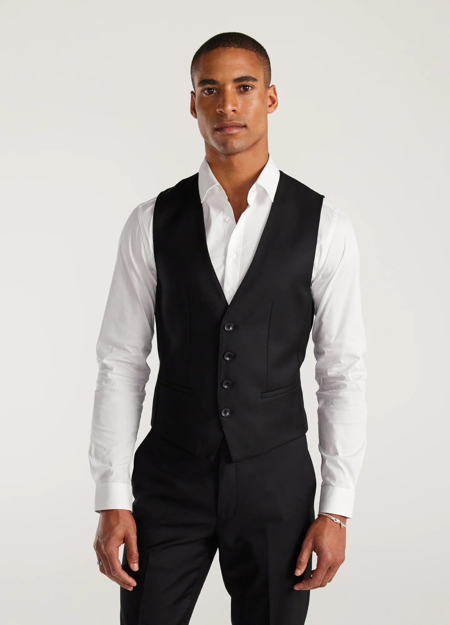 Wool Twill Waistcoat Black - Image 3