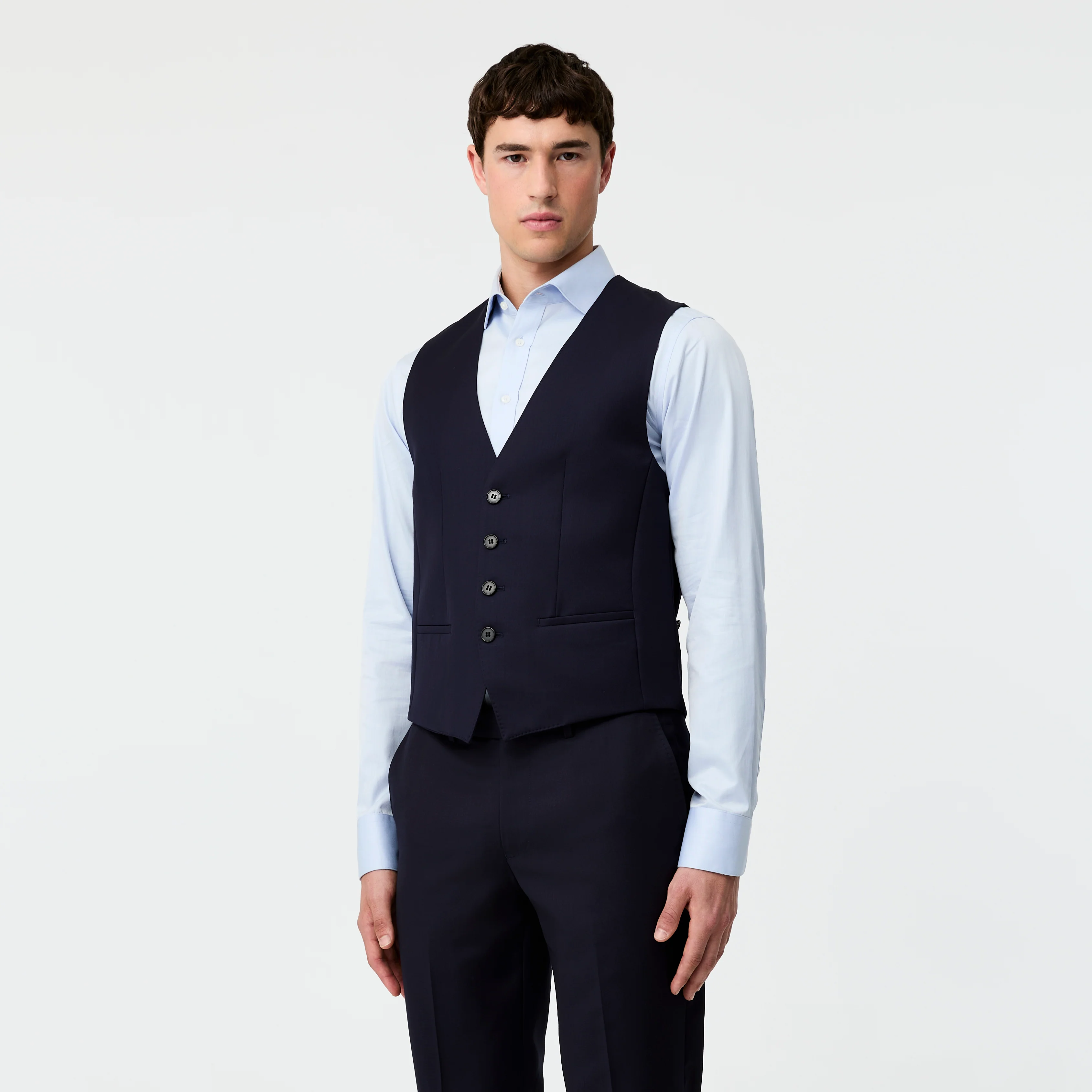 Wool Twill Waistcoat Navy - Image 3