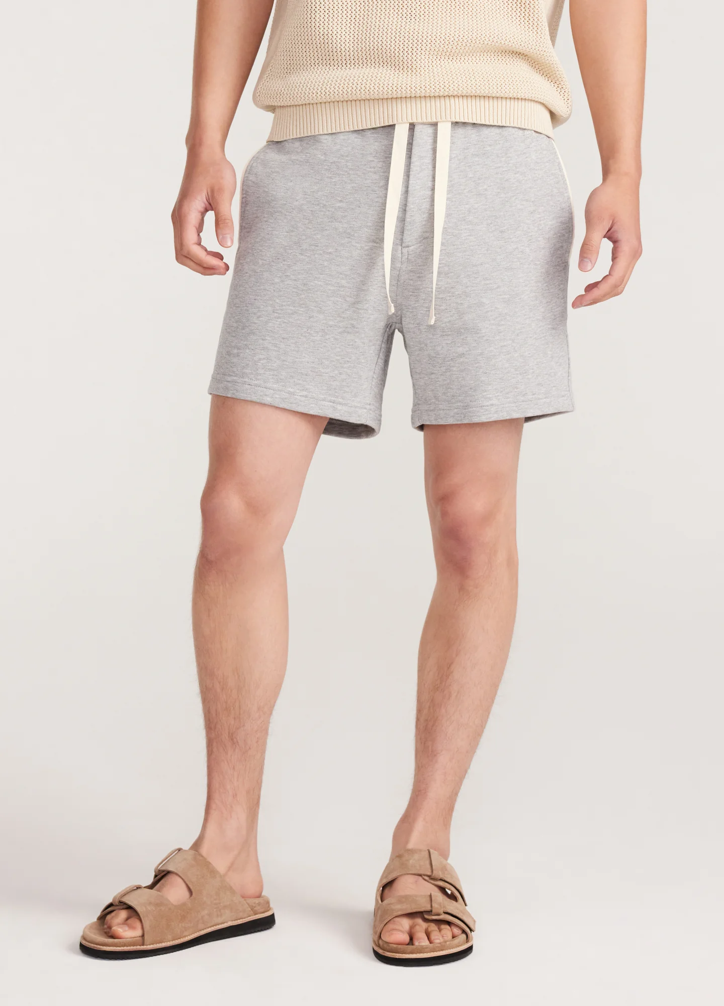 Woven Waistband Knit Shorts Grey Marle - Image 3